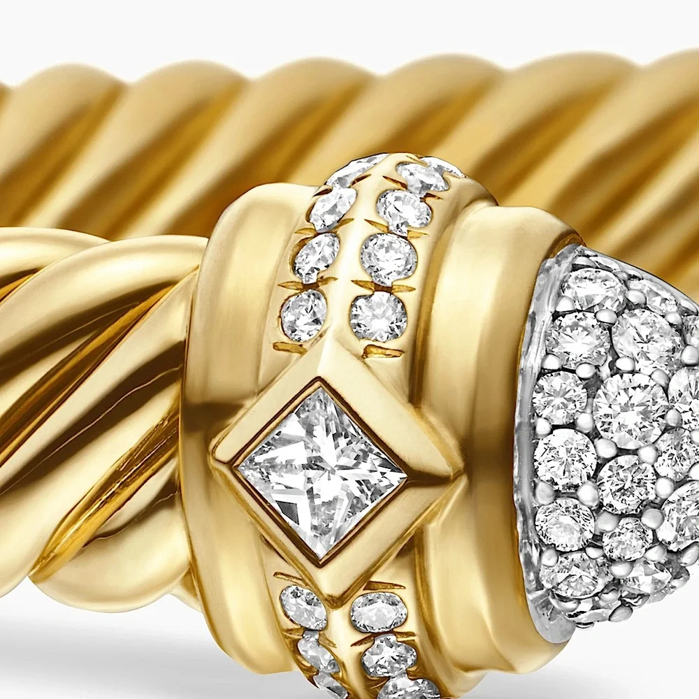 EUC David Yurman RENAISSANCE® OVAL CABLESPIRA® BRACELET, 18K Gold, Diamonds, 7mm - Picture 8 of 9